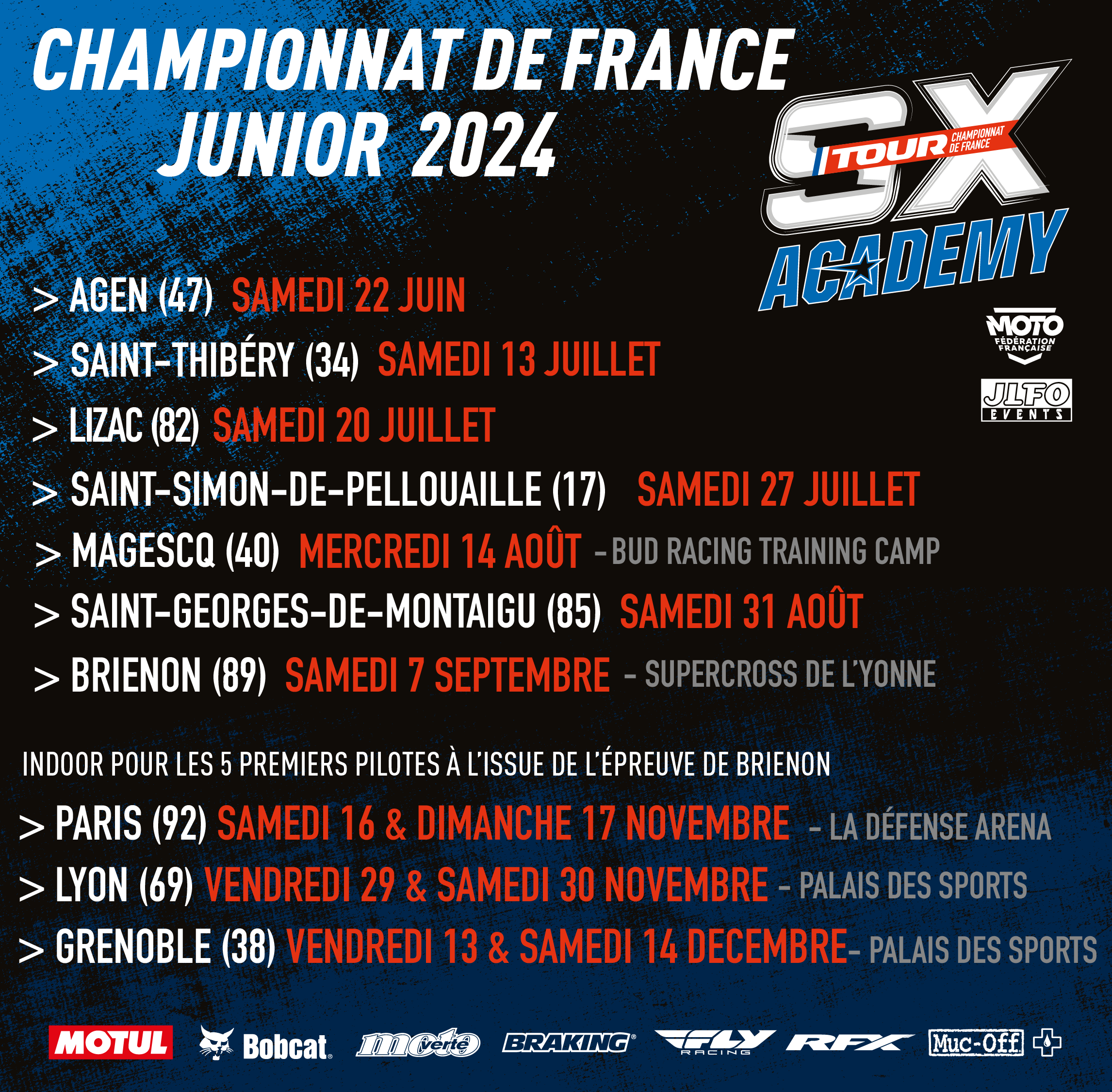 Sx Tour 2024 calendrier Junior FFMoto